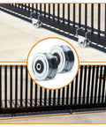 Heavy Duty 4 Inch V Groove Gate Wheels 3000 Lbs Load Capacity Solid Steel Sliding Pivot Caster on a black gate.