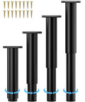 Solid As A Rock Adjustable Metal Furniture Legs Set Of Four showing height adjustments, black steel construction, screws included