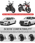 4Pcs Motorcycle License Plate Screw Kit With Sturdy Bolts for car and bike compatibility display, featuring sedan, SUV, and motorcycles