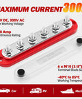 Beefy Marine Grade 300 Amp 12V Bus Bar With 3 Eighth Inch Studs Power Distribution Block With Cover For Boat Battery Wiring Positive And Negative Terminals Automotive And Solar Use Pack Of 2 red and clear bus bars