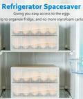 Fridge Egg Storage Organizer With 60 Grid Slots Space Saving Egg Holder for Refrigerator Keeps Eggs Safe and Fresh in fridge
