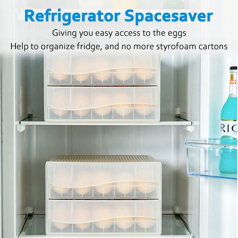 Fridge Egg Storage Organizer With 60 Grid Slots Space Saving Egg Holder for Refrigerator Keeps Eggs Safe and Fresh in fridge