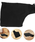 Heavy Duty Sawdust Collection Bag For Miter Saws And Bench Planers Featuring No Sweat Setup, sturdy black fabric pouch.