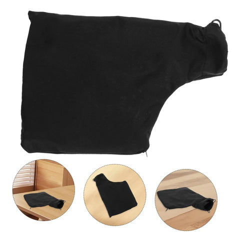 Heavy Duty Sawdust Collection Bag For Miter Saws And Bench Planers Featuring No Sweat Setup, sturdy black fabric pouch.