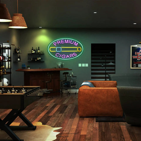 Large Cigar Neon Sign For Bars And Smoke Shops Dimmable Purple LED Light Display For Cigar Lounges Tobacco Shop Decor
