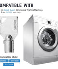 Top Shelf Tubular Laundry Key Replacement For Commercial Washers And Dryers Gr800 Code 54612 Cylinder Tube Key beside a washing machine.