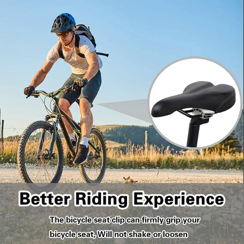 Aluminum Alloy Bike Seat Clamp Universal Post Clamp Replacement For Mountain And Road Bikes, shown holding saddle securely