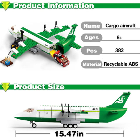 Awesome City Cargo Plane Building Set With Car And Movable Ladder 383 Blocks Cargo Tray And Airport Stairs Compatible With Lego Plane Sets Realistic Model Toys