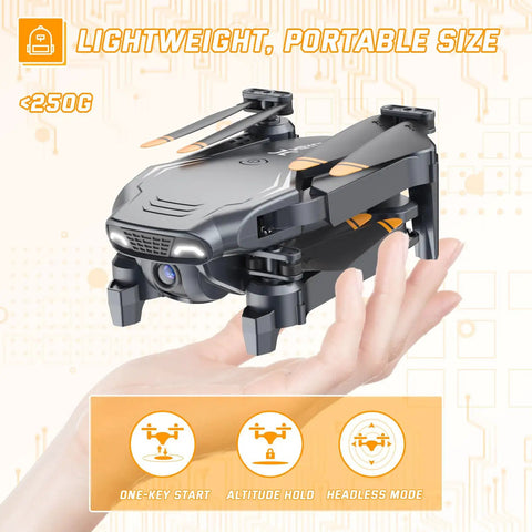 Foldable Kids Drone With 1080P HD Camera FPV Remote Quadcopter One Key Start and Landing Altitude Hold Two Batteries RC Toy handheld.