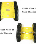 Shock Absorption Robot Tank Chassis With Suspension Holder For Arduino And Raspberry Pi, RC Tracked Model, Front and Bottom View