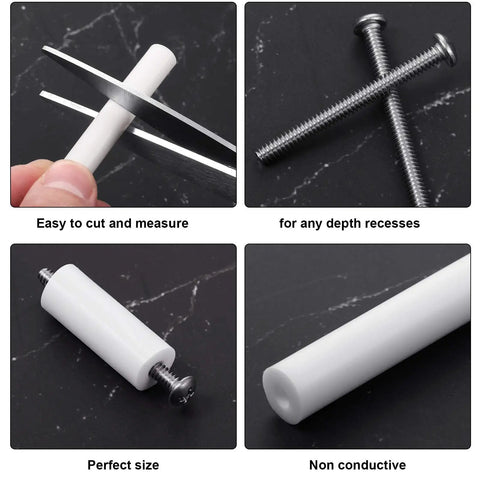 64 Piece Electrical Outlet Spacers And Box Extender Kit With Sixteen Three Inch Switch Spacers And Forty Eight Long One And One Half Inch Six By Thirty Two Flat Head Screws White For Quick Easy Fixes Of Wonky Or Sunken Outlets