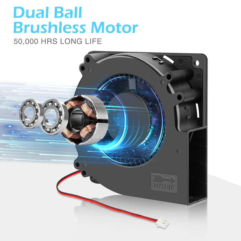 Heavy Duty IP67 120mm Blower Fan With Dual Ball Bearings 12V DC Brushless 5 Inch 2 Pin High Airflow
