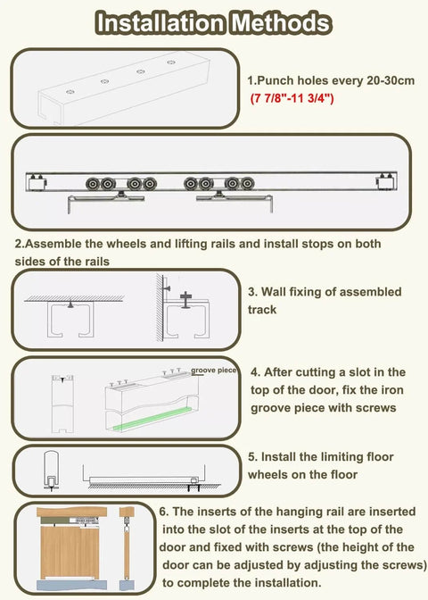 Installation guide for Smooth Glide Sliding Barn Door Hardware Kit For 2 Bypass Doors Adjustable 89 Inch Double Pocket Track