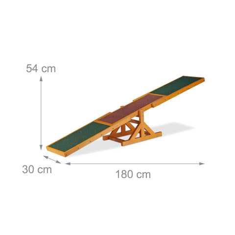 Durable Wooden Dog Seesaw For Training And Agility Suits Big And Small Breeds With A Stable Pinewood Frame And Non Slip Rubber Coating