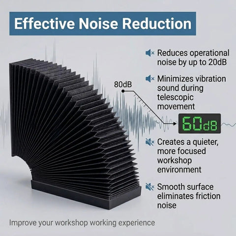 Heavy Duty Accordion Dust Cover For Linear Guide Rails Flexible Telescopic Shield noise reduction details with sound levels
