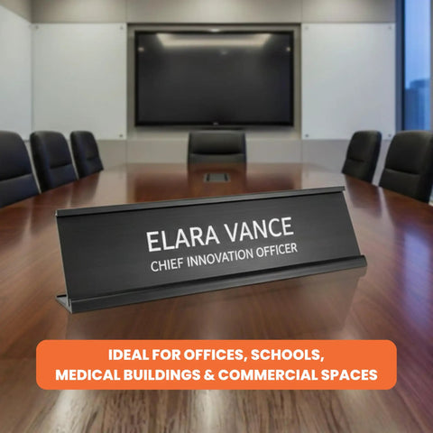 Durable Aluminum 2 By 10 Inch Office Desk Nameplate Sign Holder Matte Black One Pack For 2 By 8 Or 2 By 10 Nameplates Easy To Update