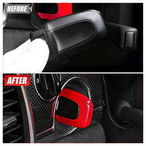 Installation of Red ABS Start Stop Button Cover For Porsche Macan Cayenne 2011 To 2017 718 2016 To 2024 Cayman 2013 To 2016