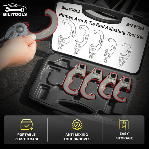 Five Piece Tie Rod Adjusting Tool Set For Steering Linkage Systems Protects Tie Rod Sleeves During Alignment Ensuring Precise Safer Front End Service Pro Grade in case