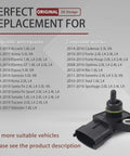 MAP Sensor Replacement For Hyundai And Kia Cars Compatible With Accent Tucson Sonata Elantra Santa Fe Optima Rio Forte Azera Equus Genesis Kona Cadenza 39300-2B000 No Fuss Install OEM Fit, black plastic OEM design
