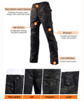 Kickass Mens Tactical Jacket And Pants Set Windproof Military Hunting ACU Uniform Suit Lightweight Moisture Wicking Rugged back view of tactical pants showing design, pockets, and fasteners.