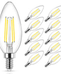 60W Equivalent LED Filament Candelabra Bulbs E12, Daylight White 5000K, 550 Lumens, Clear Glass, Pack of 10