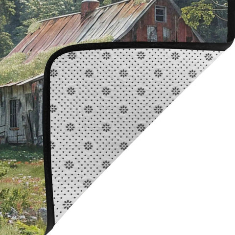 Corner view of a 63x48 Inch Soft Non Slip Area Rug For Living Room And Bedroom, showing floral non-slip backing detail.
