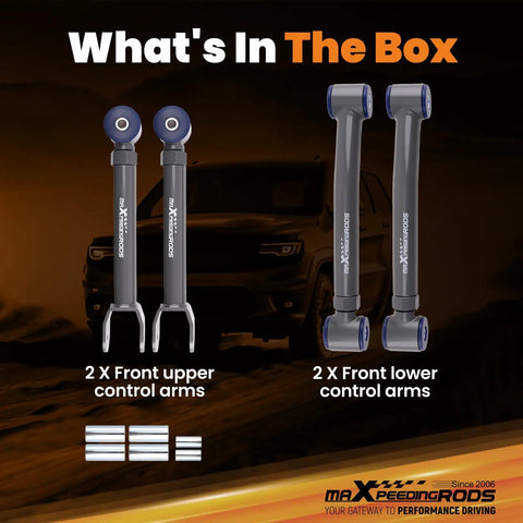 Adjustable Front Control Arm for Jeep Wrangler TJ Cherokee XX ZJ, beefed-up suspension upgrade with 2 upper and 2 lower arms