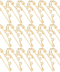 Premium 20 Pack Of Versatile Loop Safety Pin Brooches, shiny gold pins for securing casual outfits and accessories.