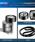 Plug And Play Serpentine Belt Drive Kit For 1.8L 2.0L And 2.4L Engines Fits 2008-2017 Jeep Patriot Compass, components details.