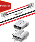 175A Anderson Battery Connector Plug With 6 AWG Cable shown with dimensions and details for forklift and trailer harness