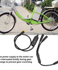 Image of ebike with Gear Sensor Cable With 1T2 Brake Splitter For Bafang Mid Mount Motor Crisp Shifts Upgrade displayed.