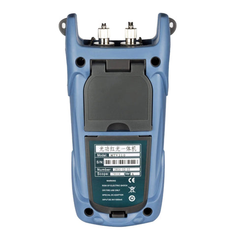 Back view of Fiber Optic Power Meter With Light Source for CCTV and Networking, SC FC Connector Test Tool, portable optical meter