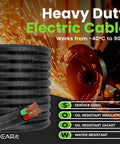 Heavy Duty 12/4 12 AWG Portable Power Cable SOOW 600V 4 Conductor, 25ft Electric Wire, coiled cable with sparks background