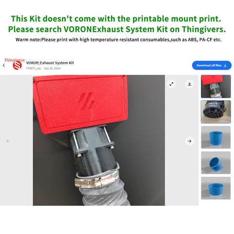 Voron 2.4 R2 Filament Fume Extraction Kit With Retractable Exhaust Hose And 6038 Ventilation Fan detail close-up