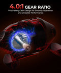 4.0:1 gear ratio feature of Twin Tip Spin Cast Fishing Combo 6 Foot 6 Inch Medium Action Rod Two Piece With Extra Tip And Size 30 Reel