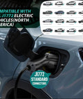 Level Two Portable Ev Charger Delivering Straight Up 3.5 Kw Adjustable 16 Amp Output shown connected to a J1772 electric vehicle.