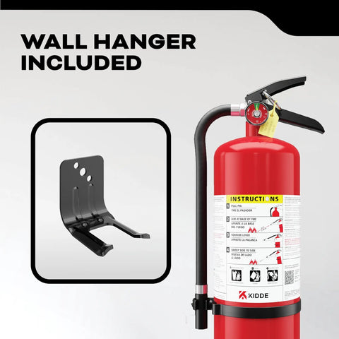 Pro Grade Fire Extinguisher For Office And School Use Rechargeable 4A60BC with wall hanger, steel body, heavy duty valve
