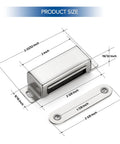 Heavy Duty 4 Pack Cabinet Magnets With 60 Lbs Concealed Magnetic Door Catch dimensions shown on silver finish