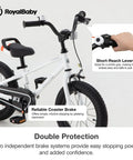 Freestyle 16 Inch Kids Bike For Boys And Girls, BMX Style Ride with short-reach safety handbrake, white frame and training wheels.