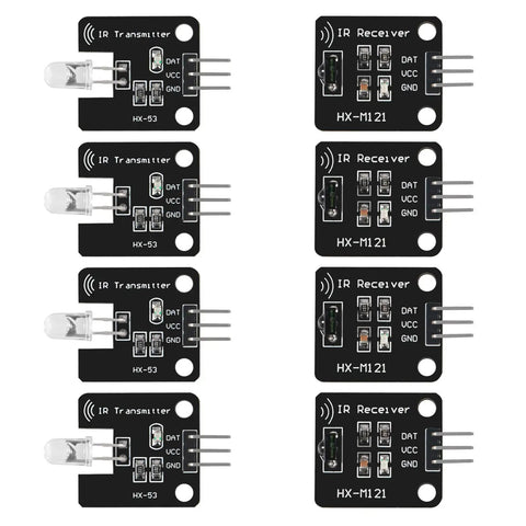 4 Piece 38KHz IR Transmitter And Receiver Sensor Modules Kit for DIY remote control projects with 1838 receiver and LED indicator