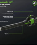 No Hassle 60V Cordless String Trimmer And 540 CFM Air Blower Yard Work Combo Set Featuring 13 Inch Dual Line Bump Head with 540 CFM blower shown.
