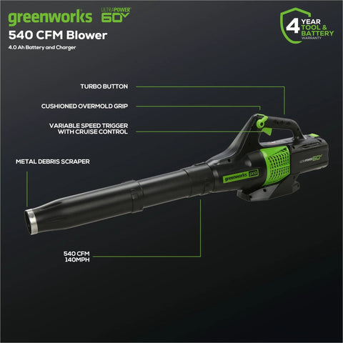 No Hassle 60V Cordless String Trimmer And 540 CFM Air Blower Yard Work Combo Set Featuring 13 Inch Dual Line Bump Head with 540 CFM blower shown.
