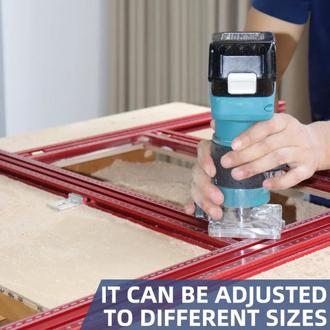 Game Changing Adjustable Router Template And Heavy Duty Aluminum Rail Guide With Dual Scale Markers for precise shaping with palm router.