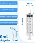60mL Large Plastic Syringe 3 Pack With Adapter For Liquid Transfer Airtight Smooth Plunger Individually Wrapped Sterile Syringes