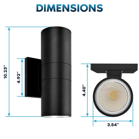 Dimensions of Lit Up And Down Outdoor LED Wall Lights with 5 CCT Adjustable, Waterproof Exterior Sconce, 20W 1800 Lumens