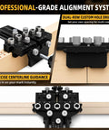 Heavy Duty 5 Hole Dowel Jig For Cabinet Crafting And Furniture Assembly Featuring robust alloy steel frame, detailed drilling guides.