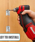 Hand using drill to install Premier Pack Of 20 Folding Hinges 44 mm By 32 mm Stainless Steel Door Hinges With Screws