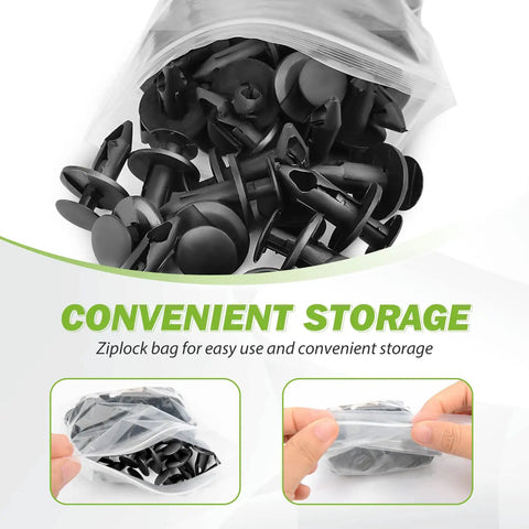 8mm Hole Nylon Bumper Retainer Clips 100 Pack Push Type For Toyota GM Ford Vehicles in ziplock bag for convenient storage