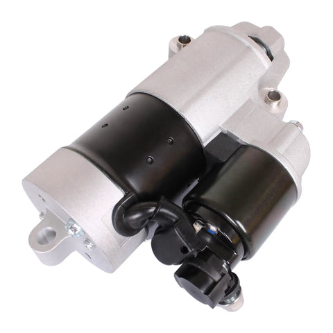 Outboard Starter Motor for Yamaha 115HP To 300HP Boats, aluminum body with black finish, visible 9-Tooth PMGR design