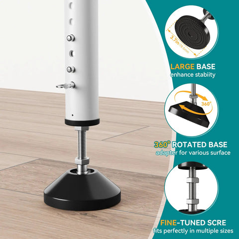 Close-up view of 2-In-1 Sliding Door Security Bar and Window Guard, Adjustable 16.5 to 48 Inches, with rotational base and large stable foot.